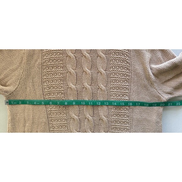 Women’s Beige Cable Knit Cowl Neck Chunky Sweater Minimalist Comfy Winter Sz XL - Picture 8 of 9